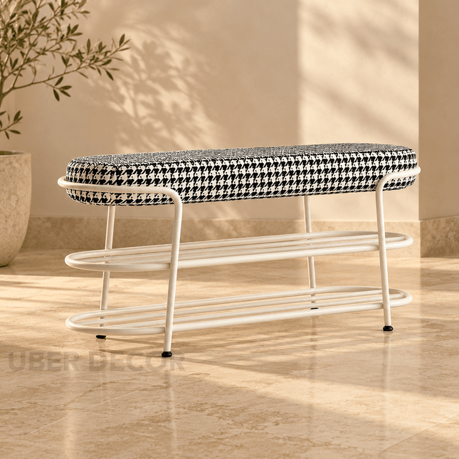 NordSleek Shoe Organizer Stool | Advanced Nordic Design for Entryway & Clothing Store | Multifunctional Furniture Piece