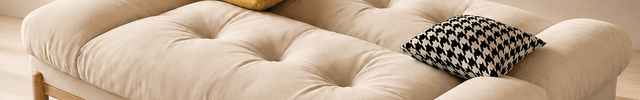 Kandy Japandi Tufted Futon Sofa Bed – Fold-Down Backrest Lounger