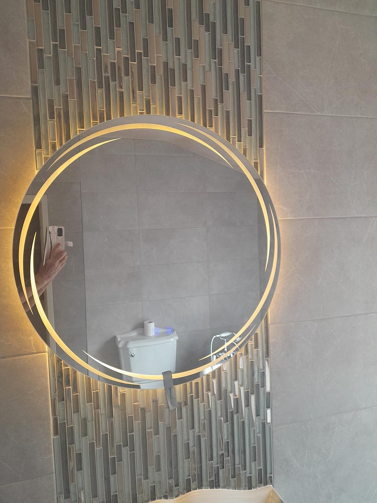 Artistic Swirl Round LED Mirror