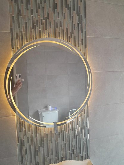 Artistic Swirl Round LED Mirror