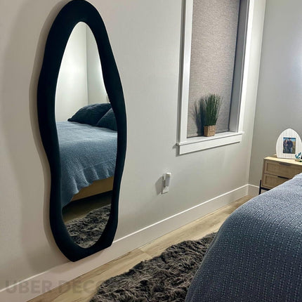 Modern Wavy Edge Full Length Standing Mirror-Large Sized Aesthetic Unique Stylish Mirror for Bedroom