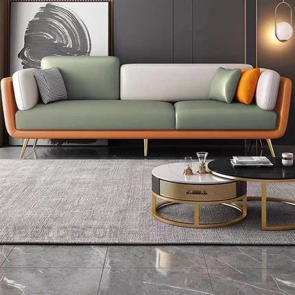 Lyon 3-Seater Modern Sofa Two-Tone Designer Couch with Robust Frame & Gold Legs for Living Room