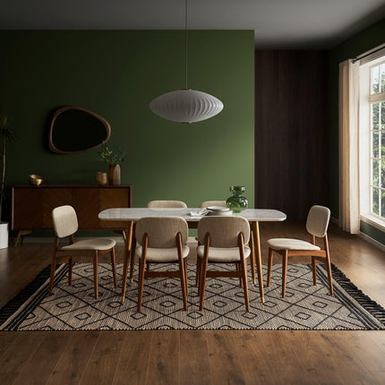 Truehome Dining Table Elegant Marble Top with Solid Wood Base Contemporary European Inspired Dining Table for Dining Room Kitchen and Living Spaces