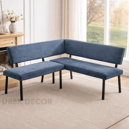 Indra Craft L Shaped Upholstered Corner Bench Contemporary Living Lounge Furniture