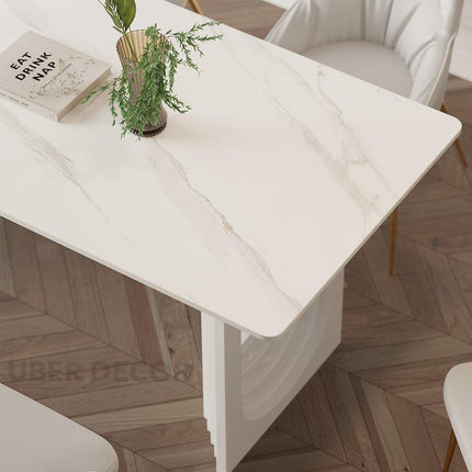 Welkin Home Rectangular Marble Top Dining Table Modern Mid-Century European Luxury Table for Dining Room Kitchen Dining Area & Formal Dining Hall