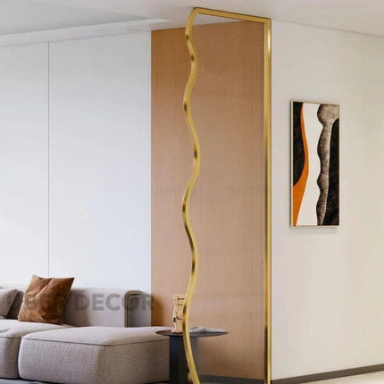 VIREL Stainless Steel Curved Glass Room Divider Floor To Ceiling Decorative Partition For Living Room Bedroom Lounge And Modern Interior Spaces