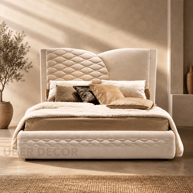 Quiet Arc Wave Bed – Contemporary Luxury Bed for Boutique Bedroom