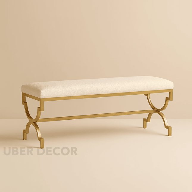 VivoLuxe Premium Metal Entryway Bench | Chic Light Luxury Shoe Stool | Elegant Bed Tail & Living Room Accent