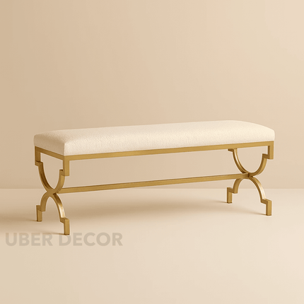 VivoLuxe Premium Metal Entryway Bench | Chic Light Luxury Shoe Stool | Elegant Bed Tail & Living Room Accent - Uber Decor