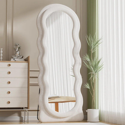 Wavy Symphony Upholstered Full-Length Mirror