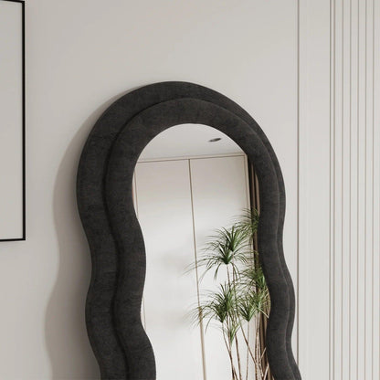 Wavy Symphony Upholstered Full-Length Mirror