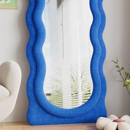 Wavy Symphony Upholstered Full-Length Mirror