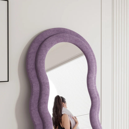 Wavy Symphony Upholstered Full-Length Mirror