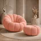 Chair + Ottoman / Muted Coral Boucle