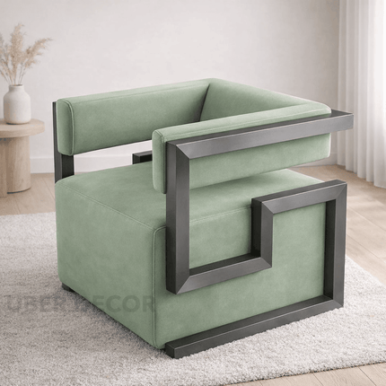 Aurora Luxe Accent Chair – Mid-Century Modern Glam Lounge Seating with Stainless Steel Frame for Living Room & Hotel Spaces