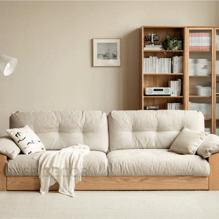 Juneau Wooden Sofa Modern Rustic Couch with Deep Cushions for Living Room