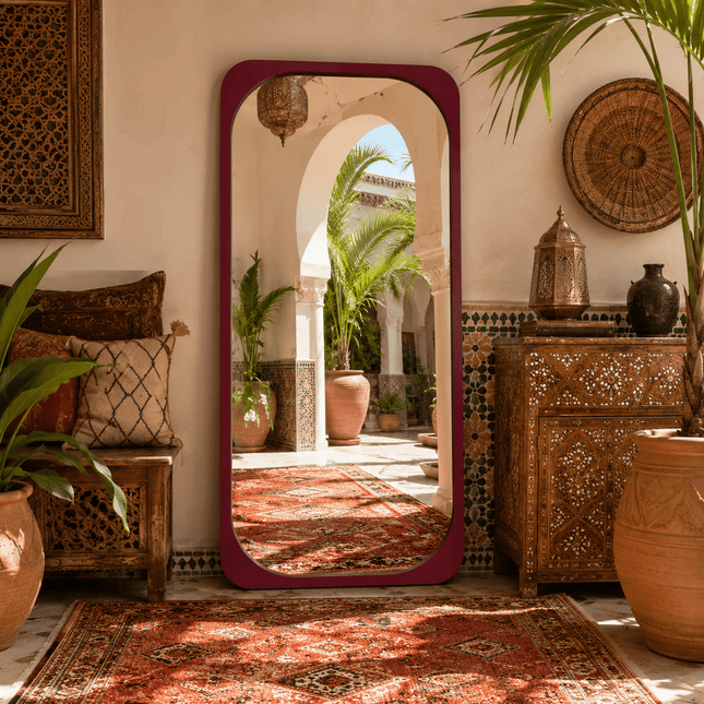 Selma Rounded Rectangle Full Length Moroccan Mirror – Contemporary Floor Mirror