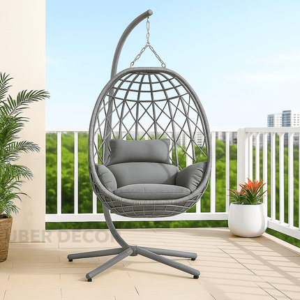 BirchBud Cocoon Swing Chair – Earthy Minimalist Comfort | Boho Natural Style for Balcony & Living Room Swing Chair for Patios, Gardens, Studies & Terraces