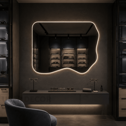 Orena Frameless Organic LED Wall Mirror with Front or Back Lit for Bathroom Vanity and Modern Decor