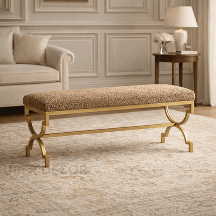 VivoLuxe Premium Metal Entryway Bench | Chic Light Luxury Shoe Stool | Elegant Bed Tail & Living Room Accent