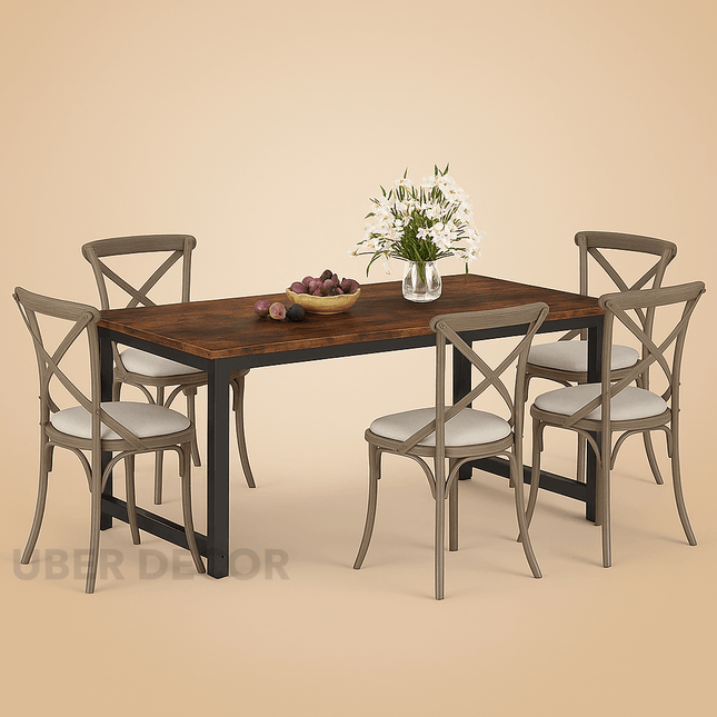 Homestead Forge Dining Set – Rustic Industrial Charm for Warm Gatherings
