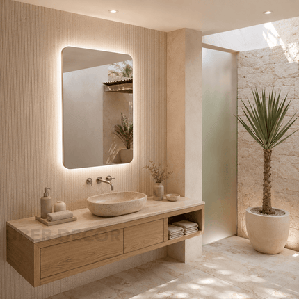 Zaria Jali Arch LED Mirror – Frameless Wall Hanging Mirror with Front or Back Lit for Vanity & Bathroom