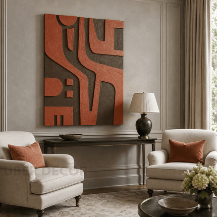 Geometric Maze Art Deco 3D Wall Art – Sculptural Abstract Relief Decor for Living Rooms, Entryways, and Modern Interiors