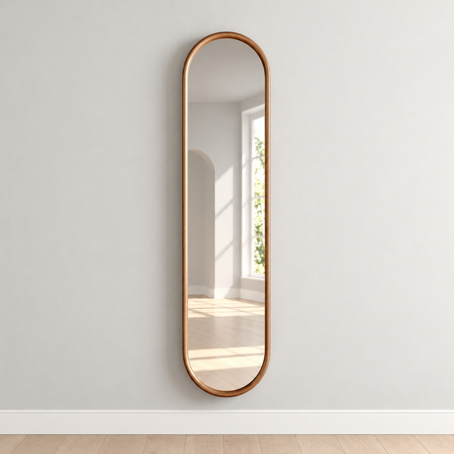 SlimCapsule Reflection – Capsule-Shaped Long Full-Length Mirror for Bedroom, Hotel Room or Living Room — complete product view