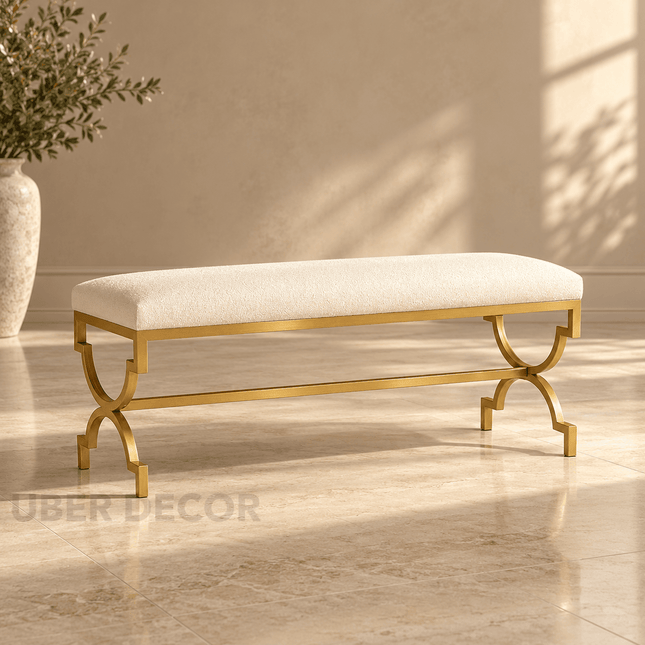 VivoLuxe Premium Metal Entryway Bench | Chic Light Luxury Shoe Stool | Elegant Bed Tail & Living Room Accent