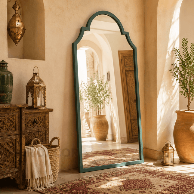 Rimal Moroccan Arch Full Length Floor Mirror – Standing Mirror for Hallway