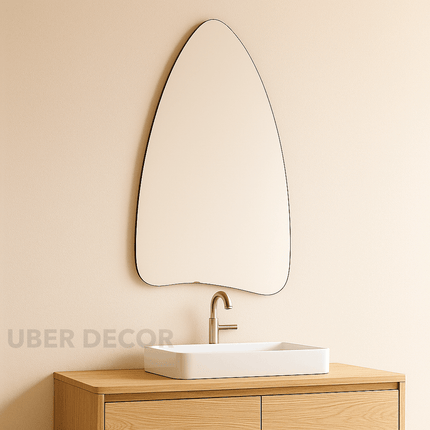 Asymmetrical Frameless Wall Mirror-Modern Asymmetric Irregular Mirror for Bathroom Vanity or Living Room