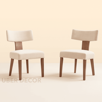 SereneSet Dining Chair Set of 2 Mid Century Modern Solid Wood Legs Custom Made Design Ideal for Dining Room Kitchen Dining Area - Uber Decor
