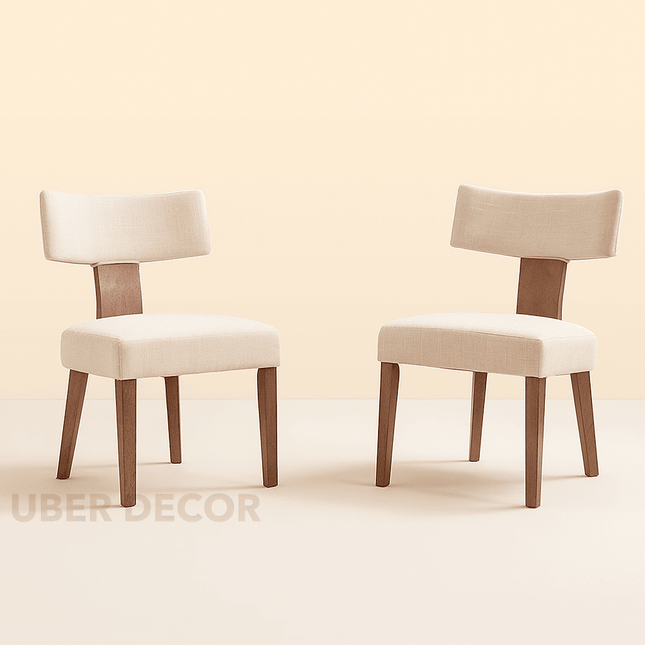 SereneSet Dining Chair Set of 2 Mid Century Modern Solid Wood Legs Custom Made Design Ideal for Dining Room Kitchen Dining Area - Uber Decor