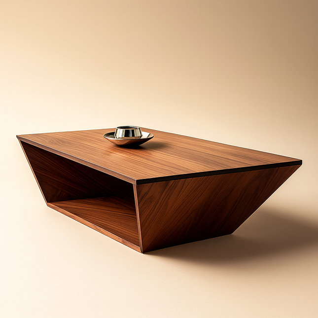Detroit Coffee Table, Modern Geometric Wooden Center Table with Storage Shelf for Living Room