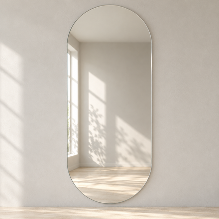 Ovia Frameless HD Mirror – Vertical Pill-Shaped Wall Mirror for Bathroom, Entryway & Vanity — complete product view