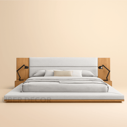 MahoganySlate Ultra-Low Modern Platform Customisable Bed for Luxe Bedrooms