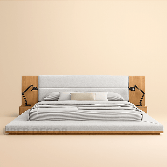 MahoganySlate Ultra-Low Modern Platform Customisable Bed for Luxe Bedrooms