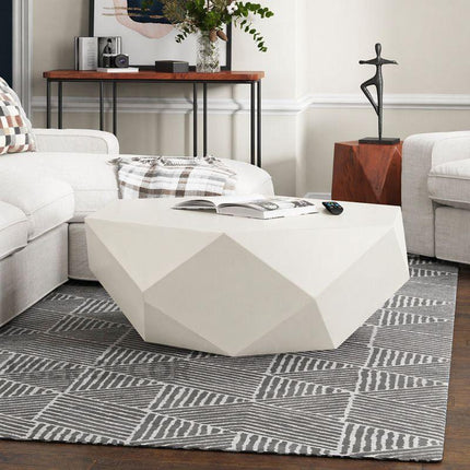 Liffey Modern Geometric Sculptural Wooden Polygonal Center Table for Living Room