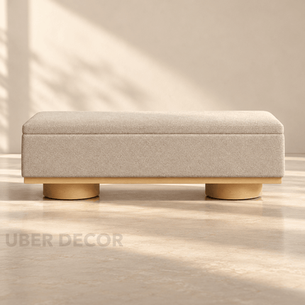 Madurai Charm Contemporary Solid Wood Storage Bench Modern Minimal Customisable Seating for Bedroom Living Entryway and Lounge