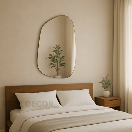 Abstract Frameless Wall Mirror-Unique Stylish Wavy Irregular Mirror Design for Bathroom, Powder Room or Living Room