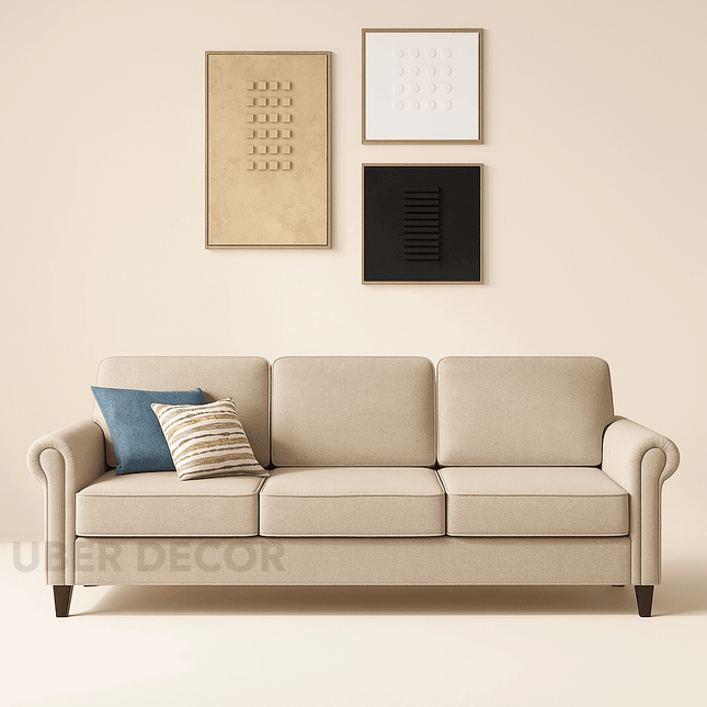 Venice Sofa- Simple Classic 2 and 3-Seater Upholstered Sofa Couch for Living Room, Bedroom or Office
