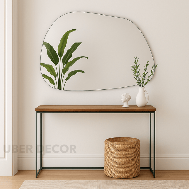 Irregular Charm Asymmetric Blob Shaped Irregular Frameless Wavy Mirror for Wall Decor, Bathroom or Living Room