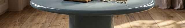 Piave Modern Glossy Round Minimalist Center Table with Pedestal Base for Living Room