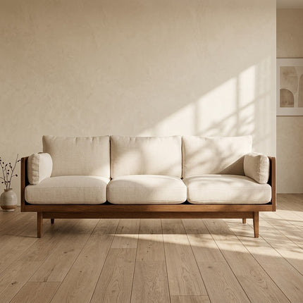 Suez 3-Seater Modern Wooden Sofa Minimalist Mid-Century Couch for Living Room