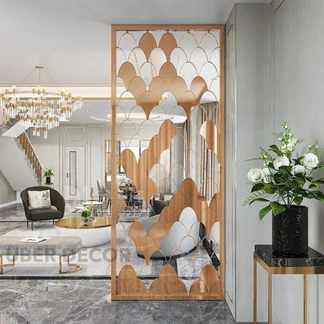 SERAPHIN Stainless Steel Decorative Room Divider Panel Floor To Ceiling Partition For Living Room Dining Area And Foyer