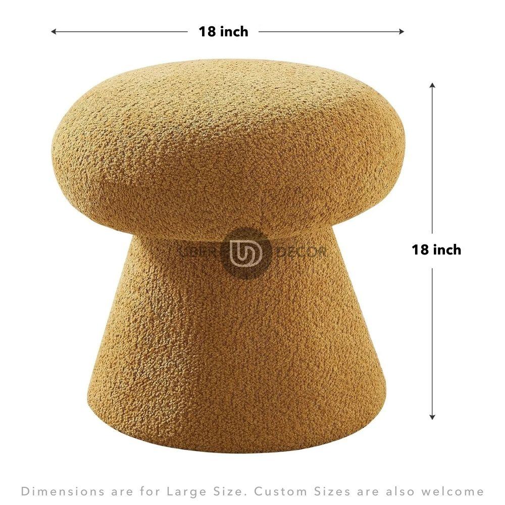 Button Mush- Mushroom Shaped Ottoman Stool Chair -  Boucle Fabric Modern Furniture Design for Living Room Seating