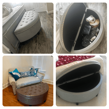 Darian Half Moon Storage Bench with Lift Top Lid – Modern Accent Organizer for Living Rooms, Bedrooms & Dressing Corners