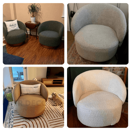 Amira Modern Fabric Swivel Accent Chair- Round Barrel Armchair Upholstered Chair for Bedroom, Reading, Waiting, Living Room