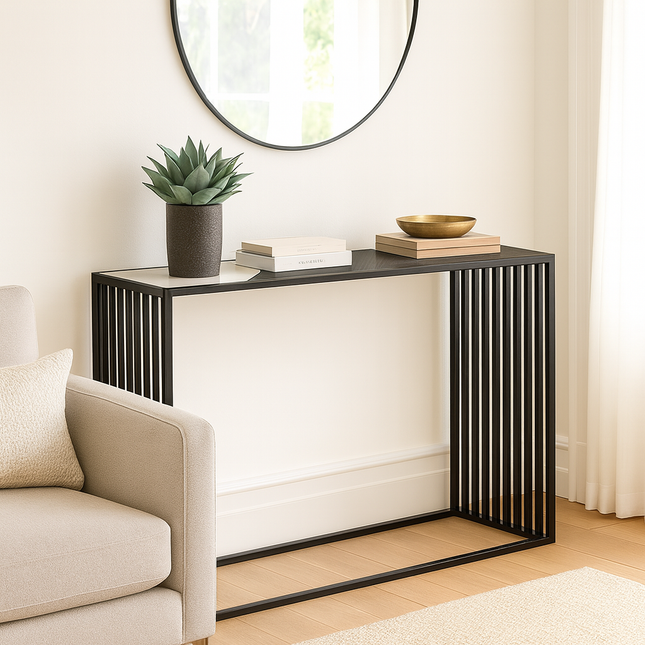 Evensong Mosaic Display Table – Customizable Marble & Wood Top for Modern Entryways