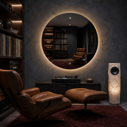 Shinelis round circle design led mirror front or back lit touch button frameless bathroom vanity mirror